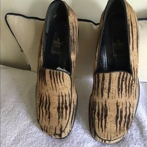 FENDI Animal Print Moccasins Shoes,